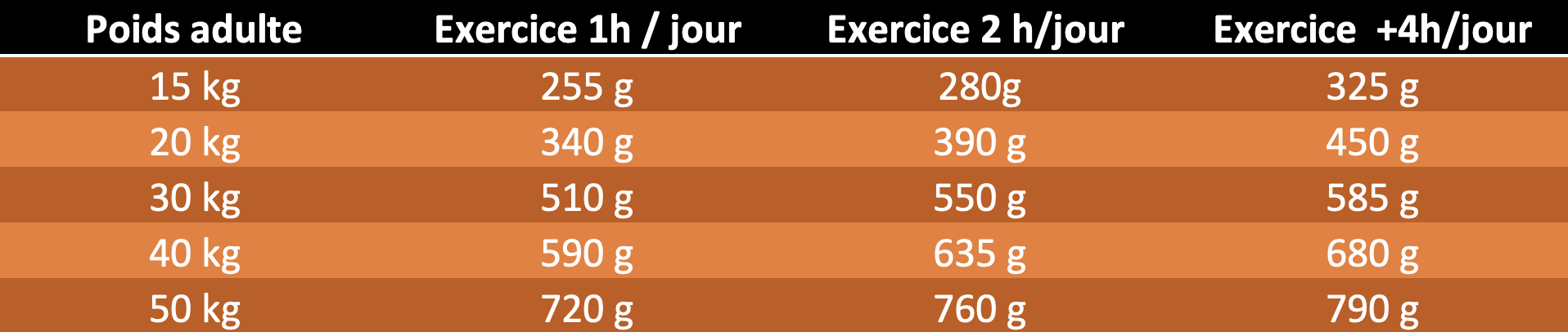 table rations quotidienne premium activity